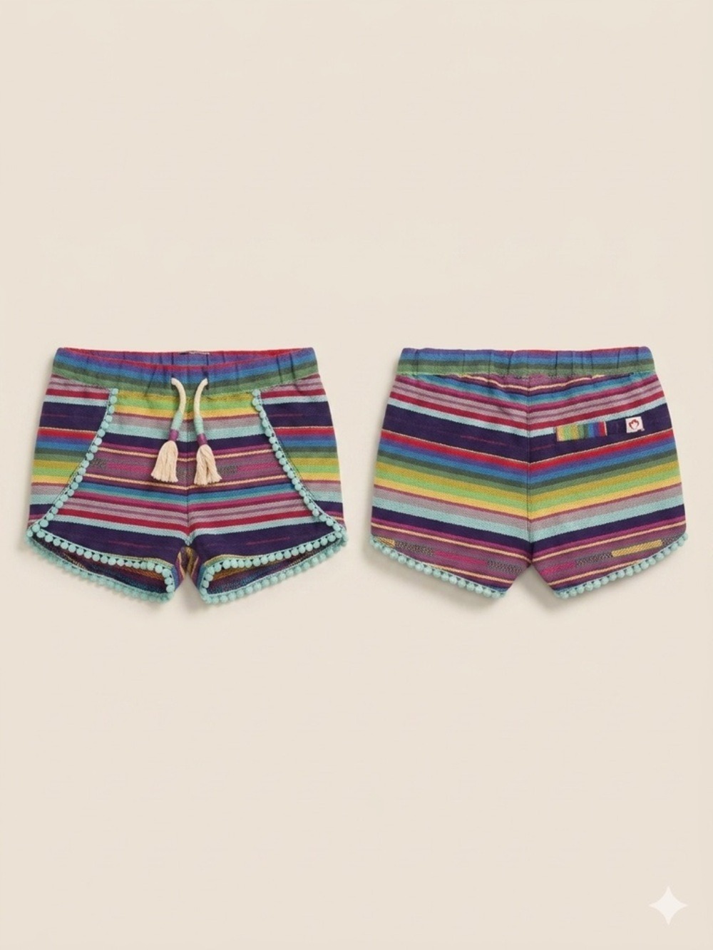 Appaman Multicolor Stripe Pom-Pom Trim Shorts